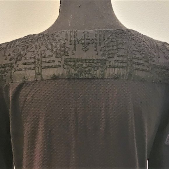 Maje Black Split Neck/Drawstring Waist Dress - 1/US SM - Picture 5 of 6